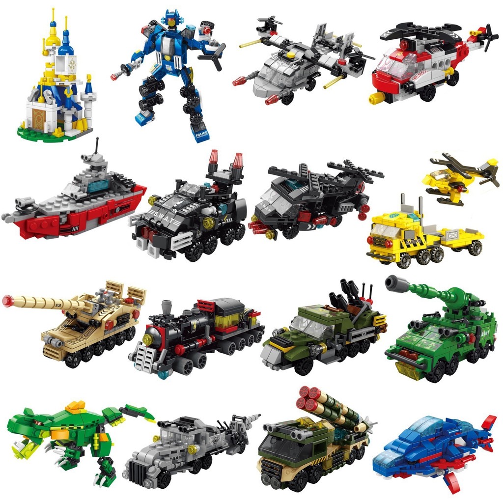 Dinosaur Figurine Set - Voiture d'ingénierie urbaine 6 en 1,