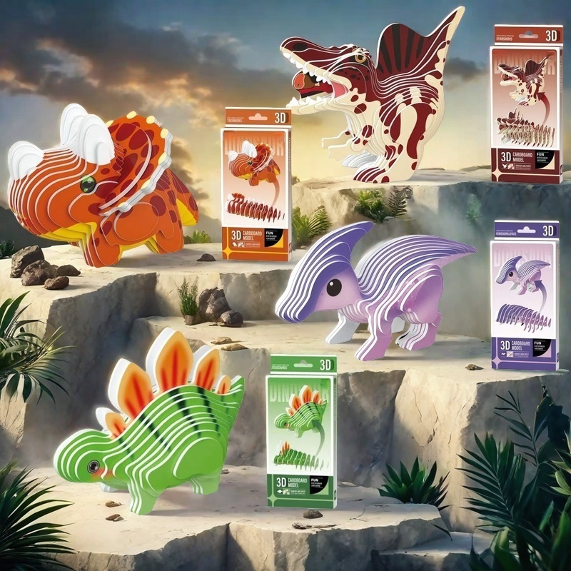 Dinosaur Figurine Set - Ensemble de puzzles 3D dinosaures (4